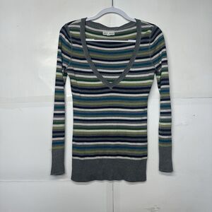 Aéropostale Women’s Large Striped V Neck Sweater Long Sleeve Knit T